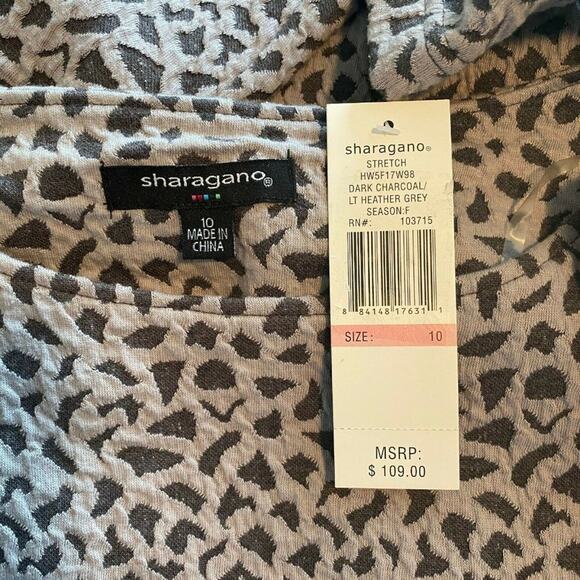 Sharagano Womens Safari Textured Knit Belted Sheath Dress Dark Charcoal 10 - Picture 5 of 7